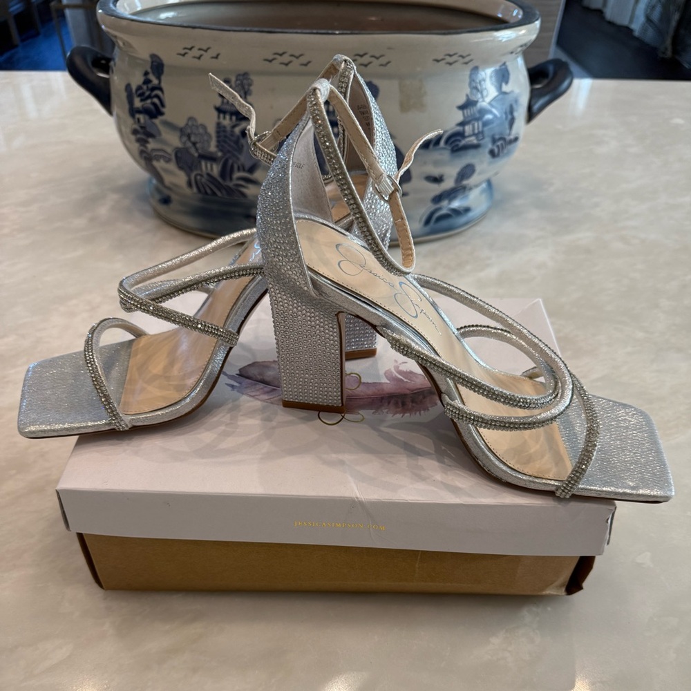 Jessica Simpson Metallic Silver Heels